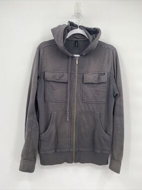 RVCA Mens Long Sleeve with Front Pockets Full Zip Hoodie Jacket Gray Size S